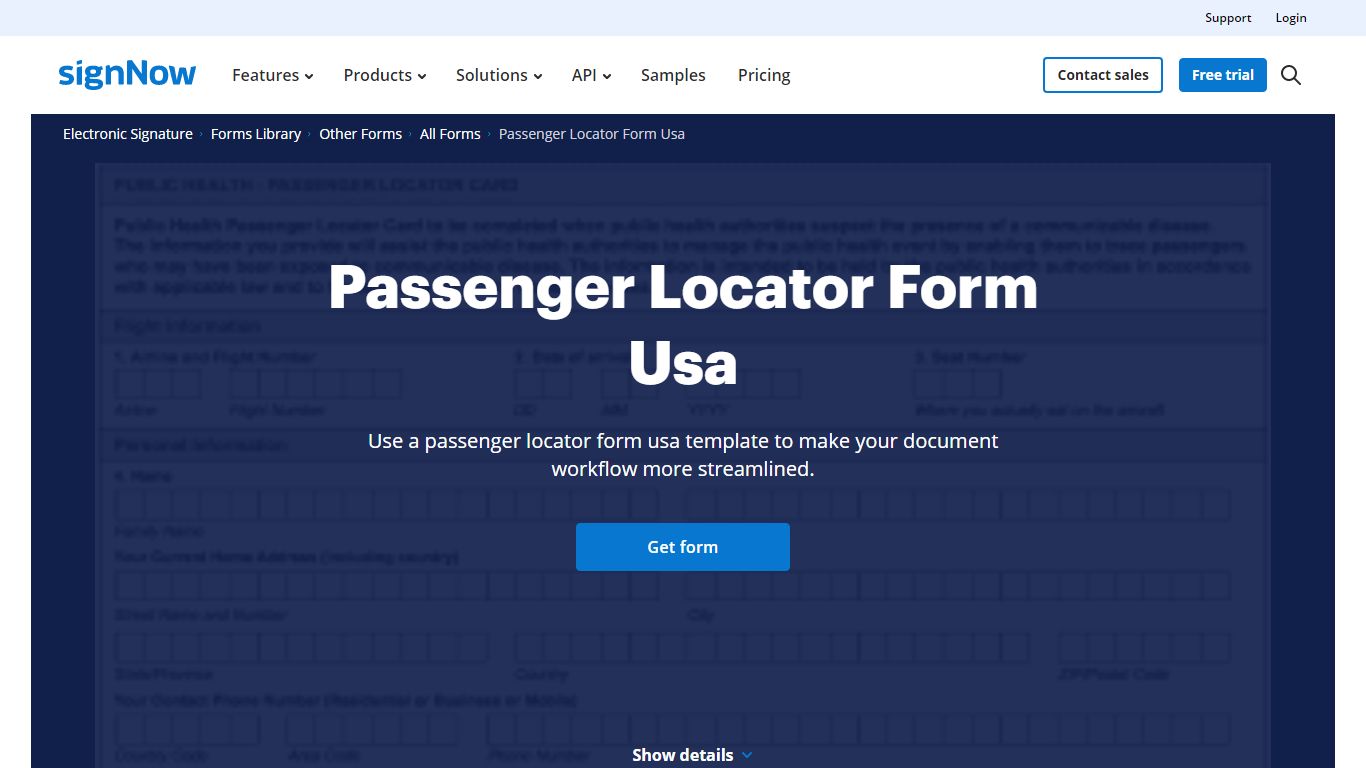 Passenger Locator Form Usa - signNow
