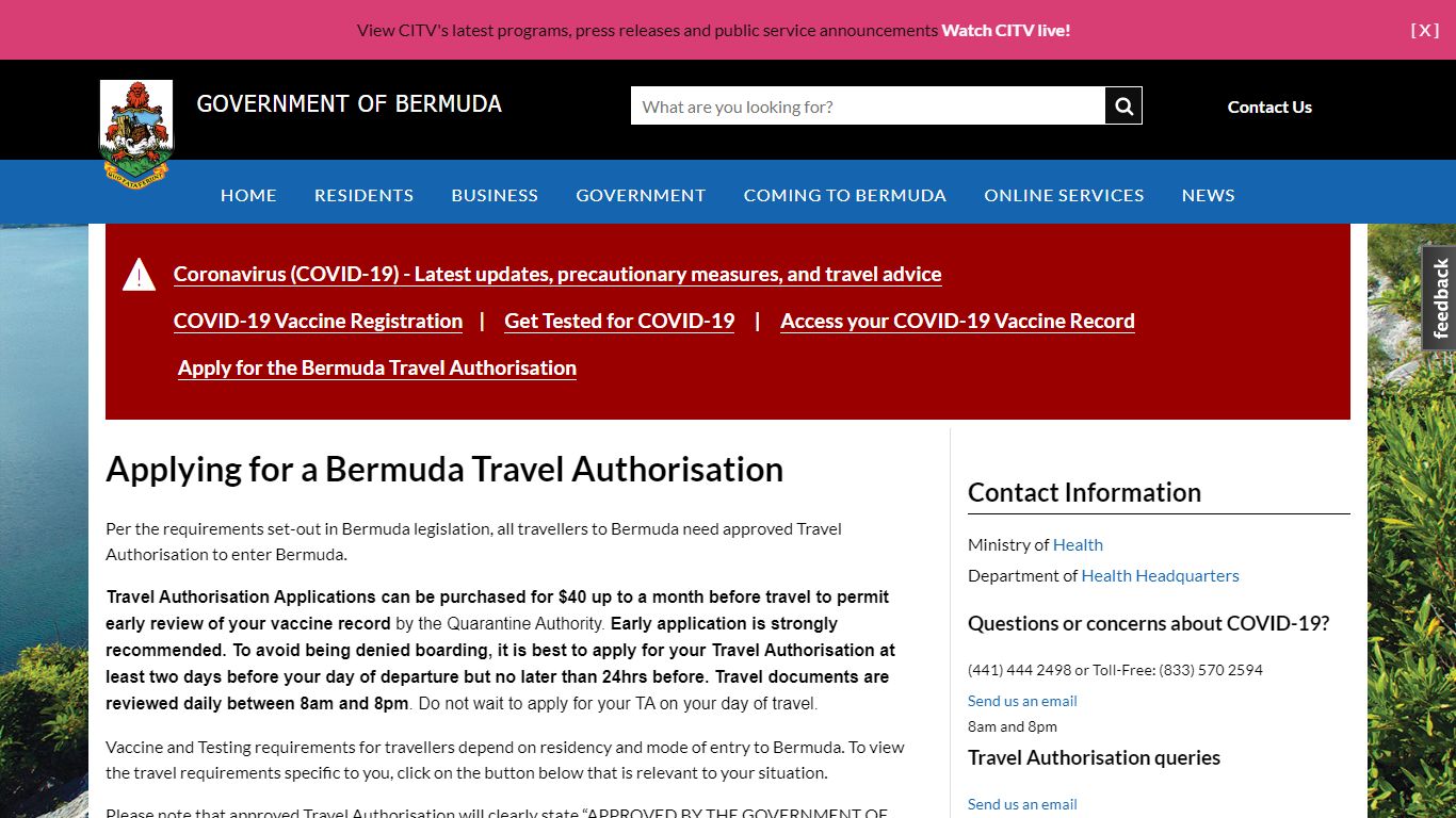 Applying for a Bermuda Travel Authorisation | Government of Bermuda